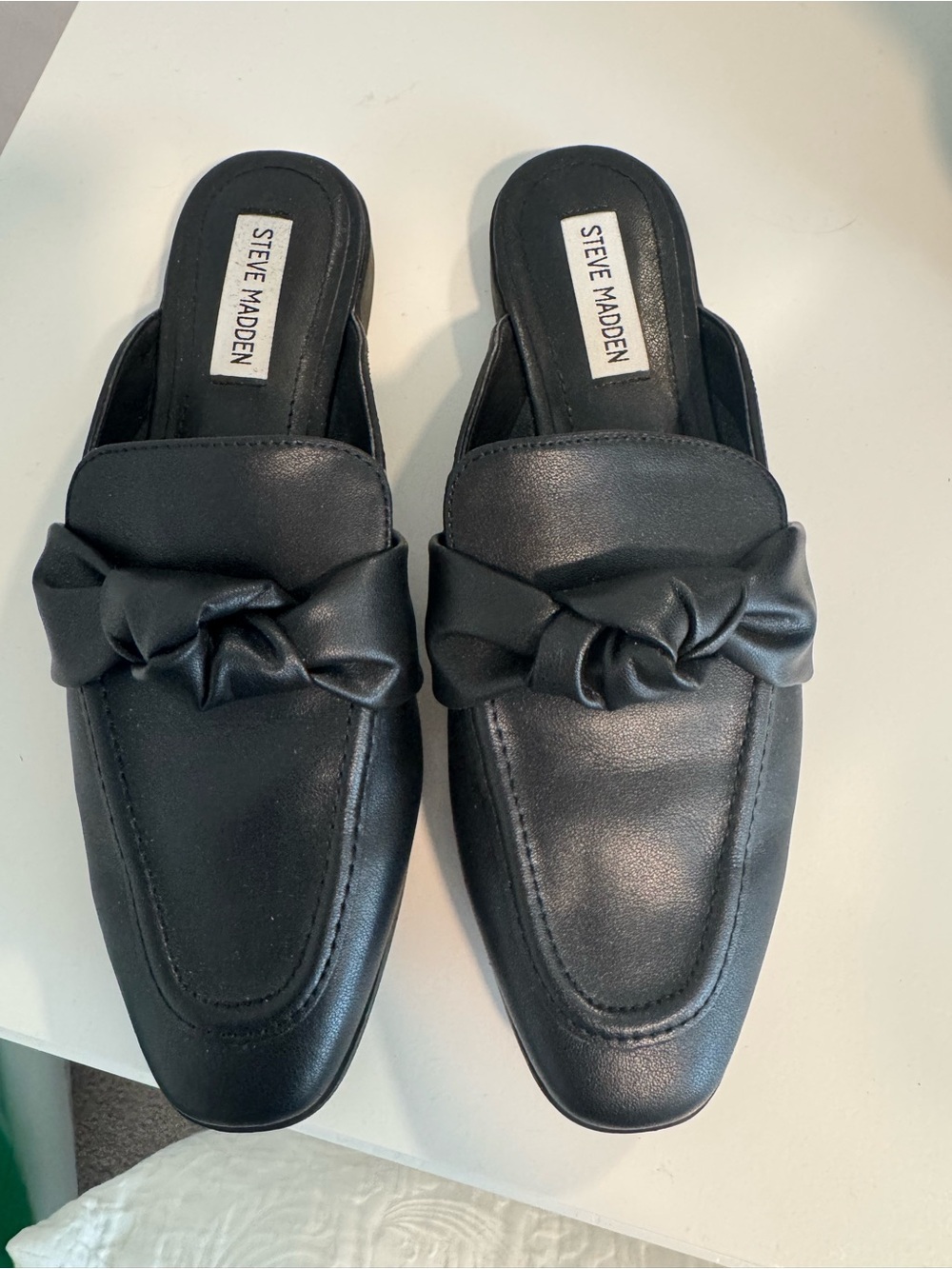 Steve Madden Black Knot-Accent Slip-On Mules